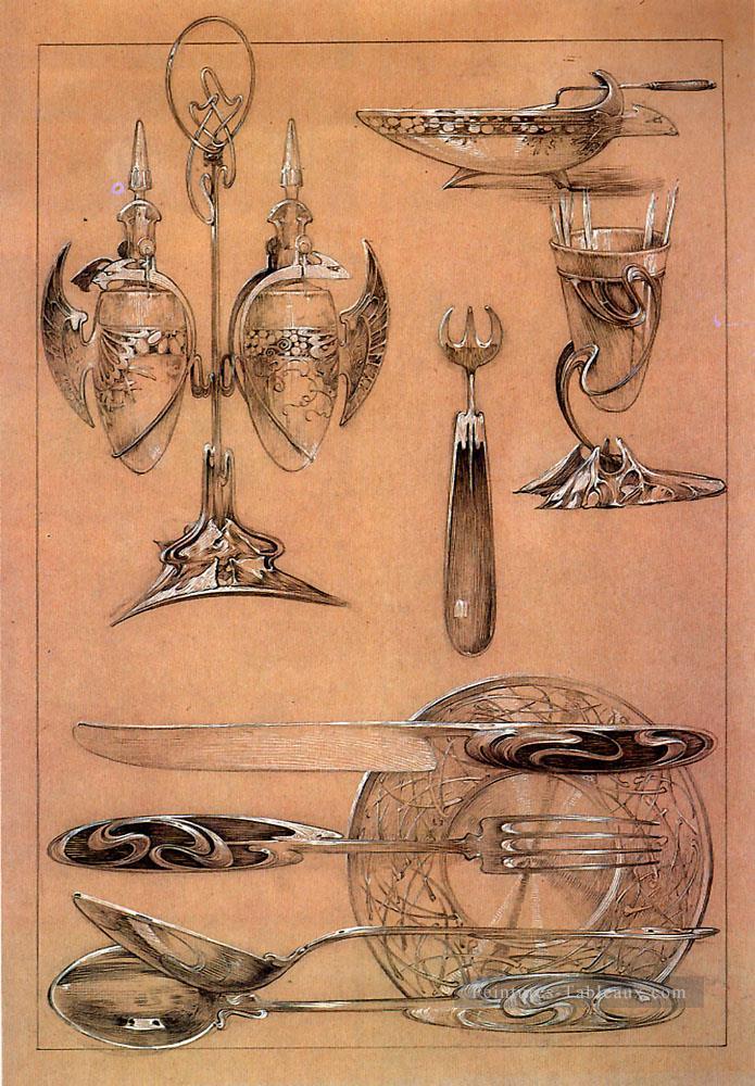 Etudes11902 crayon gouache Art Nouveau tchèque Alphonse Mucha Peintures à l'huile